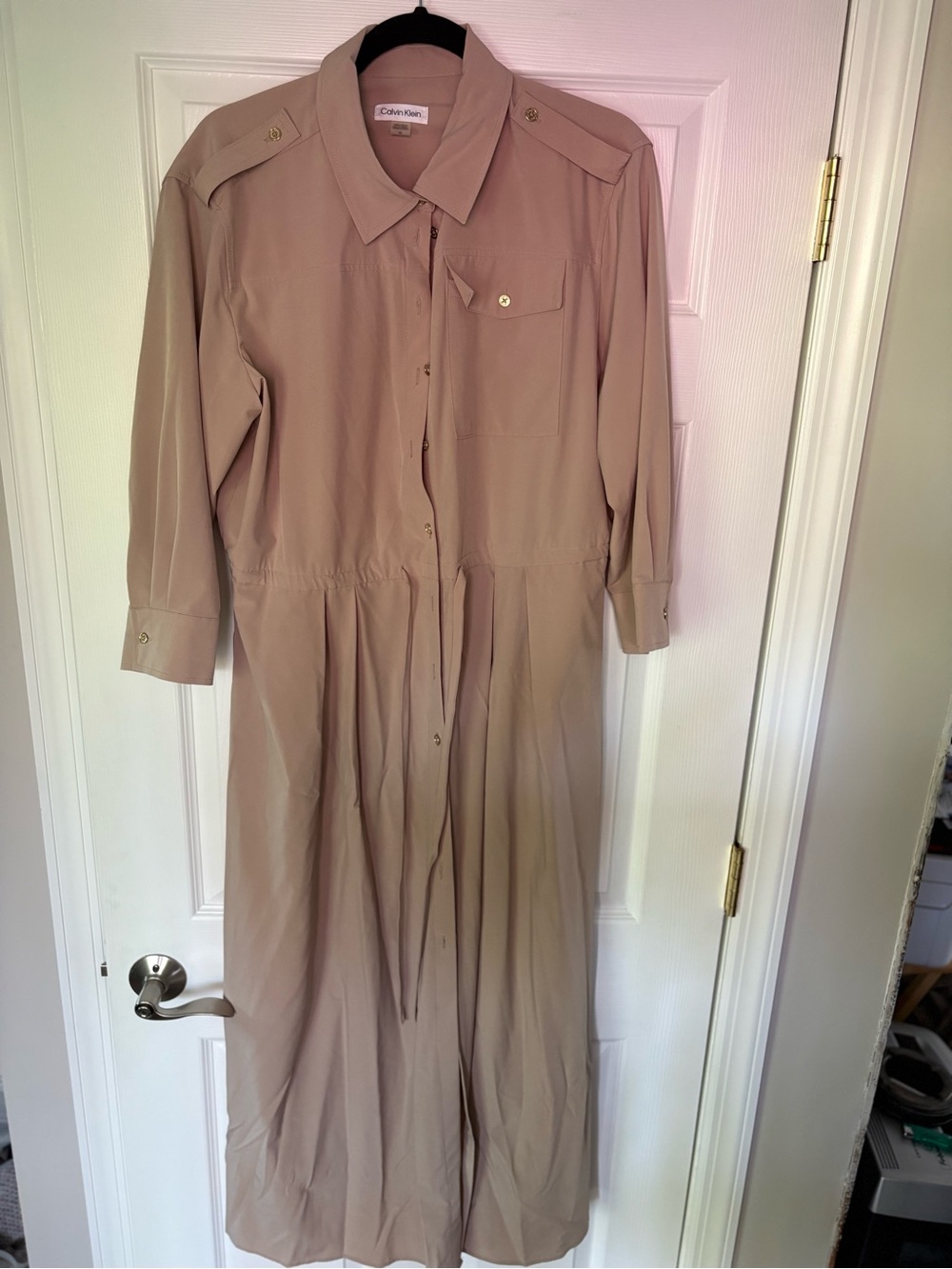 Calvin Klein Beige Maxi Shirt Dress - Picture 2 of 4